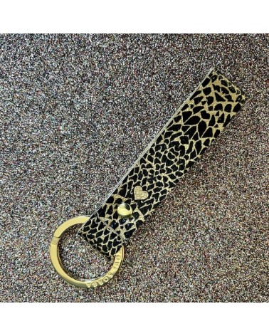 Portachiavi in pelle - Stampa di pitone oro Alkemest idea regalo svizzera