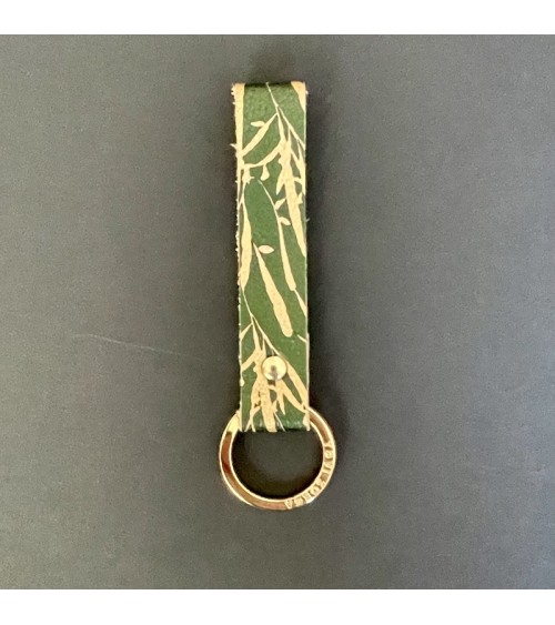 Porte-clés en cuir - Imprimé Saule vert Alkemest idée cadeau original suisse