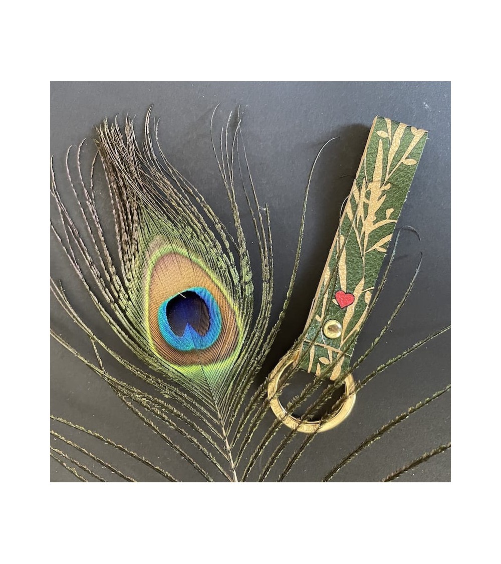Porte-clés en cuir - Imprimé Saule vert Alkemest idée cadeau original suisse