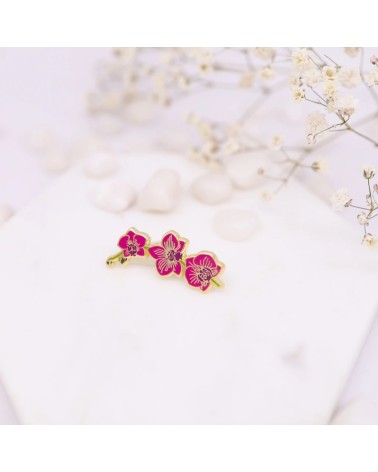 Pin's - Orchidée rose Plant Scouts pins rare métal originaux bijoux suisse