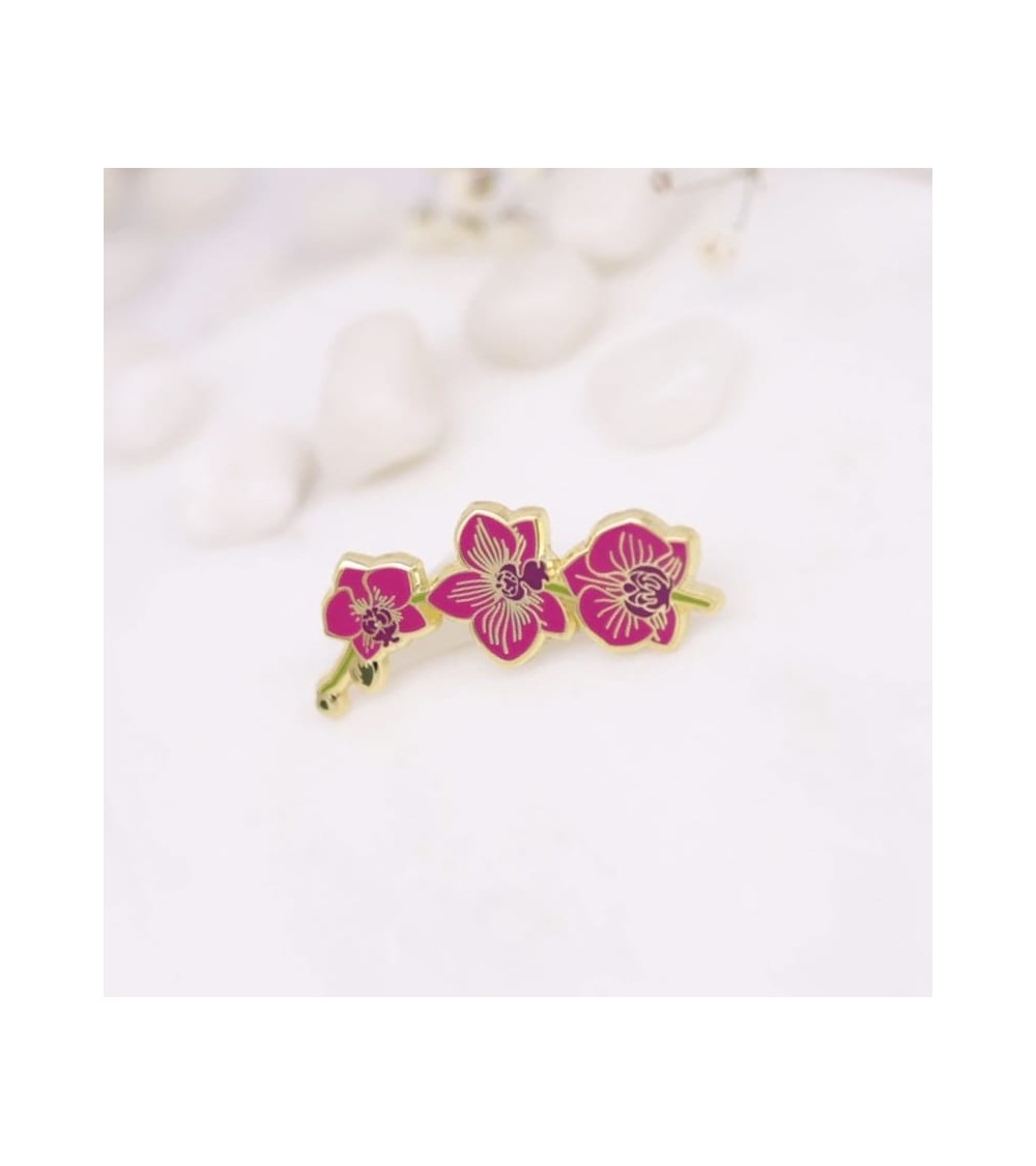 Spilla Smaltata - Orchidea rosa Plant Scouts spiritose spille colorate particolari eleganti donna da giacca uomo