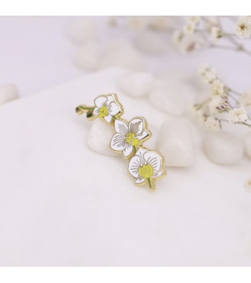 Pin's - Orchidée blanche Plant Scouts pins rare métal originaux bijoux suisse