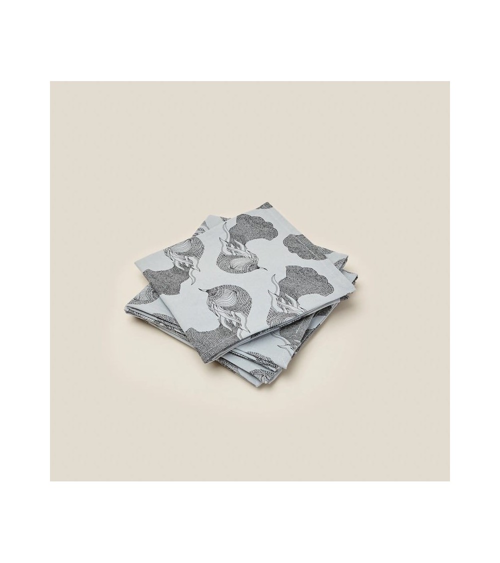 4 Serviettes de Table en tissu - Bleu Gris Atelier Mouti original suisse