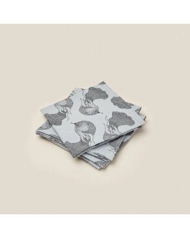 4 Serviettes de Table en tissu - Bleu Gris Atelier Mouti original suisse