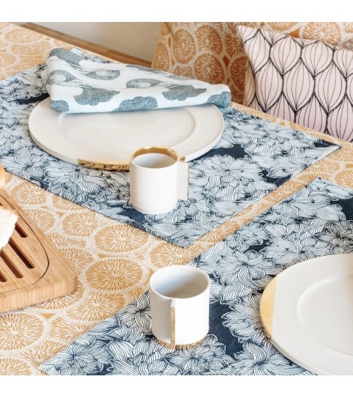 Set di 4 tovaglioli di stoffa - Blu Grigio Atelier Mouti