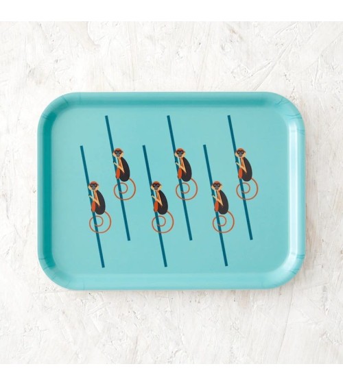 Monkeys - Rectangular wood serving tray Ellie Good illustration tray bowl fruit wooden design