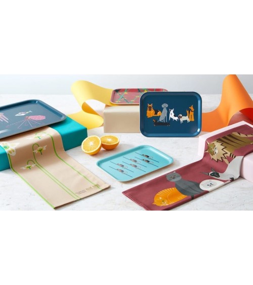 Scimmie - Vassoio di legno rettangolare design Ellie Good illustration decorativo legno vassoio design