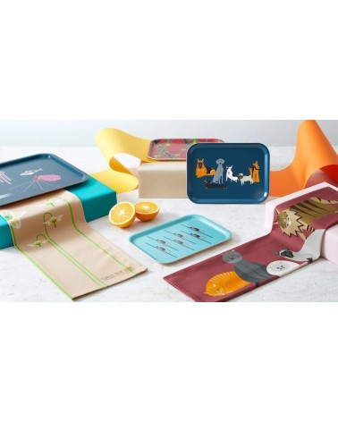 Scimmie - Vassoio di legno rettangolare design Ellie Good illustration decorativo legno vassoio design