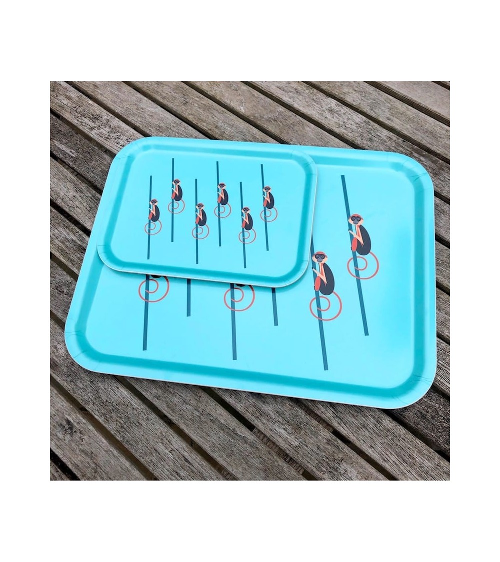 Singes - Plateau de service rectangulaire en bois Ellie Good illustration saladié service bois table apéritif apéro télé de f...
