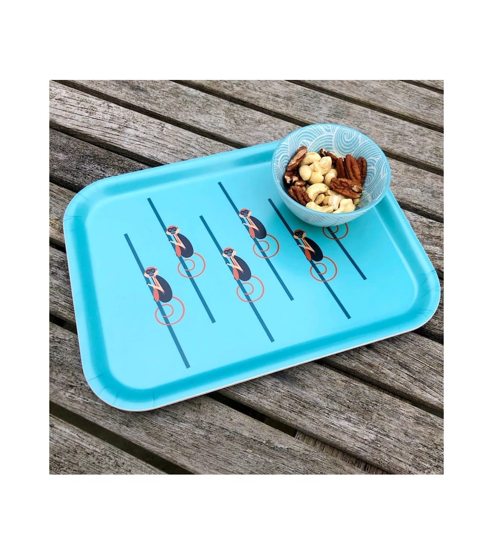 Singes - Plateau de service rectangulaire en bois Ellie Good illustration saladié service bois table apéritif apéro télé de f...