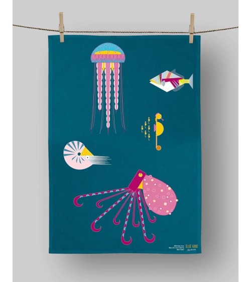 Tea Towel - Sea Creatures Ellie Good illustration best kitchen hand towels fall funny cute