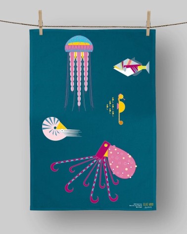 Sea Creatures - Tea Towel Ellie Good illustration best kitchen hand towels fall funny cute