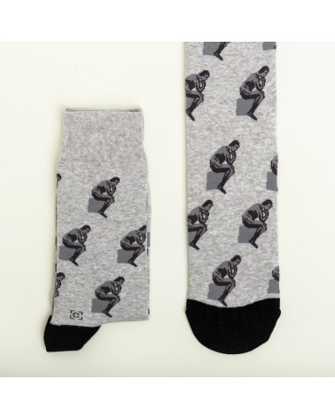 Chaussettes - Le Penseur de Rodin Curator Socks jolies pour femme originales pour homme chausset rigolotes drole Suisse