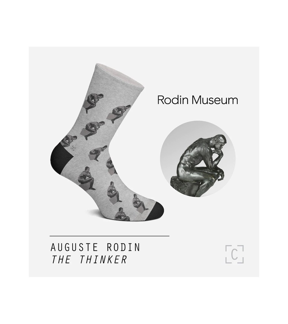 Chaussettes - Le Penseur de Rodin Curator Socks jolies chausset pour homme femme fantaisie drole originales