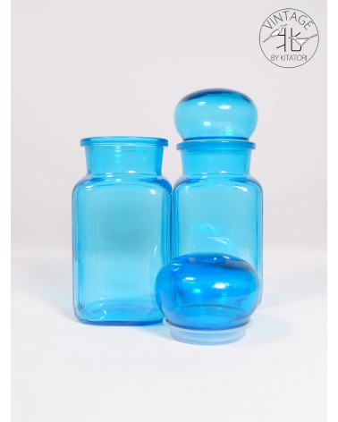 Blue glass apothecary jars Vintage Vintage by Kitatori Kitatori.ch - Art and Design Concept Store design switzerland original