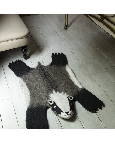 Billie il Tasso - Tappeto animale in lana Sew Heart Felt tappeti in lana naturale fatti a mano Tappeto animali bambini