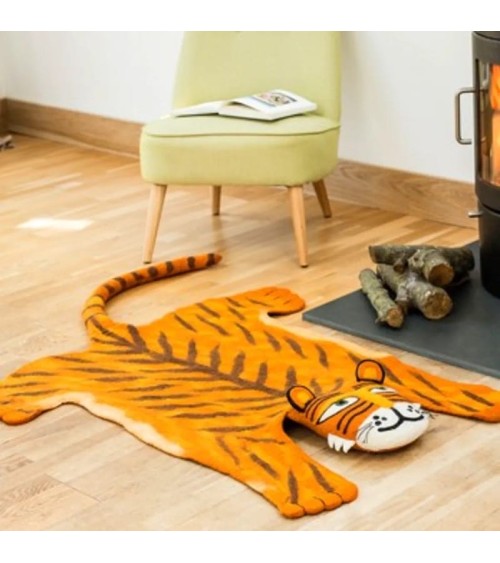 Raj la Tigre - Grande Tappeto animale in lana Sew Heart Felt Tappeti design svizzera originale