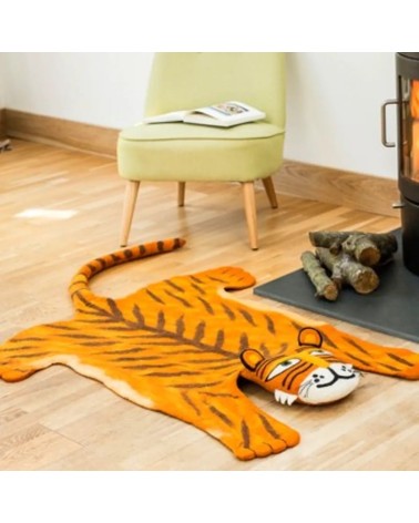 Raj the Tiger - Large Wool animal rug Sew Heart Felt Rugs design switzerland original