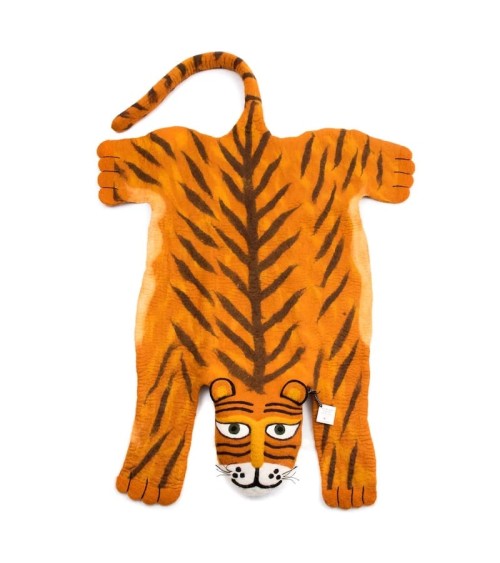 Raj la Tigre - Grande Tappeto animale in lana Sew Heart Felt tappeti in lana naturale fatti a mano Tappeto animali bambini