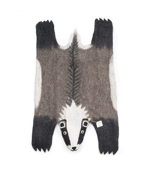 Billie the Badger - Large Wool animal rug Sew Heart Felt Rugs design switzerland original