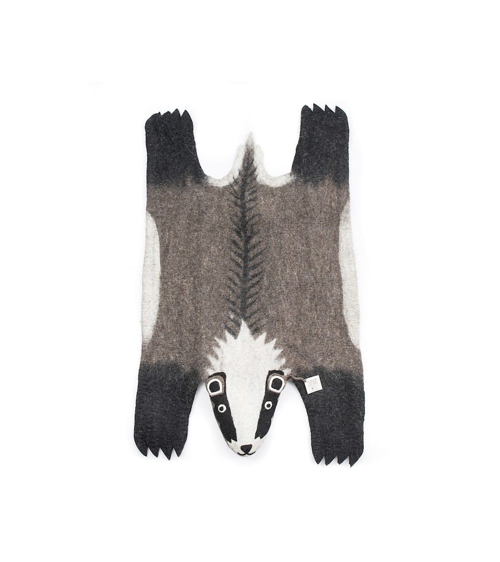 Billie the Badger - Large Wool animal rug Sew Heart Felt animal rugs for nursery animal rug for living room kids