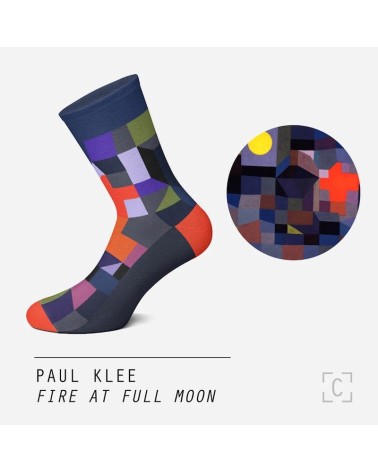 Chaussettes - Feu par pleine lune de Paul Klee Curator Socks jolies chausset pour homme femme fantaisie drole originales
