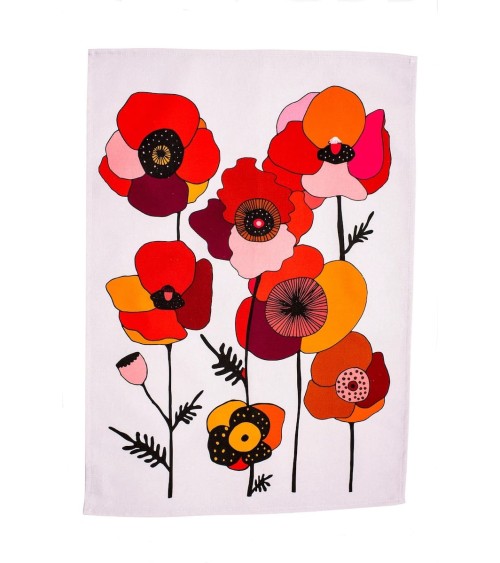 Tea Towel - Poppy Red Floral Softer and Wild Tea Towel design switzerland original