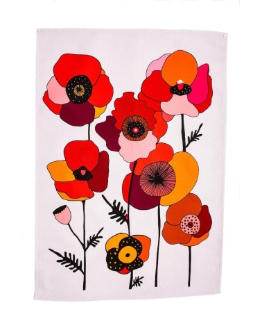 Tea Towel - Poppy Red Floral Softer and Wild best kitchen hand towels fall funny cute