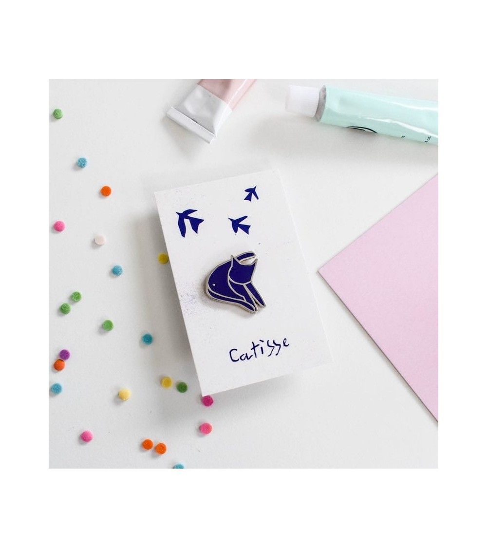 Pin's chat - Blue Catisse Niaski pins rare métal originaux bijoux suisse