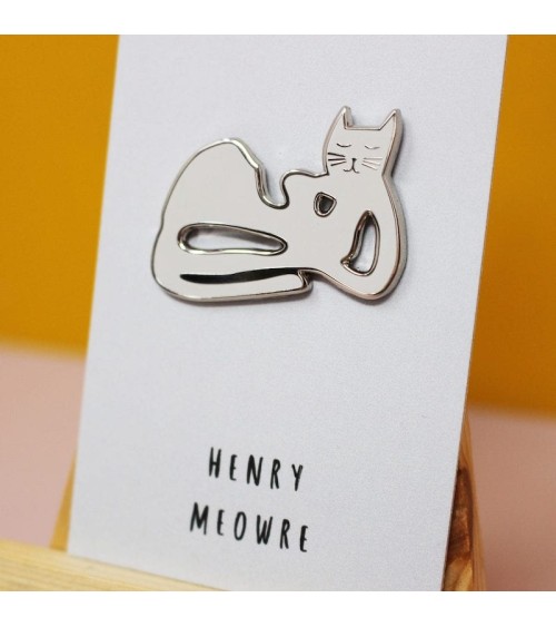 Spilla Smaltata - Henry Meowre Niaski Spilla e Spilla Smaltata design svizzera originale