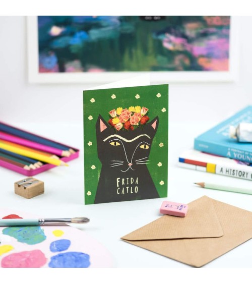 Greeting Card - Frida Catlo Niaski happy birthday wishes for a good friend congratulations cards