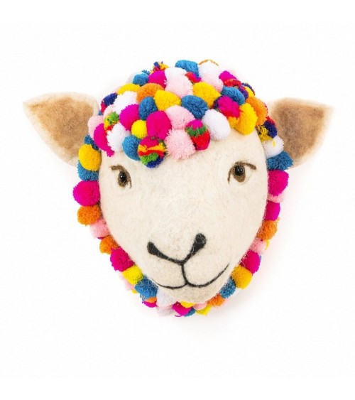 Sheep's Head - Wall decoration - Wool Trophy Sew Heart Felt Baby & Kids Room design switzerland original