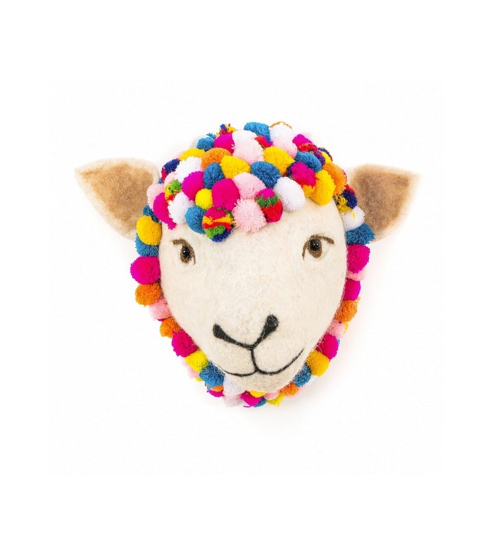 Sheep's Head - Wall decoration - Wool Trophy Sew Heart Felt Baby & Kids Room design switzerland original