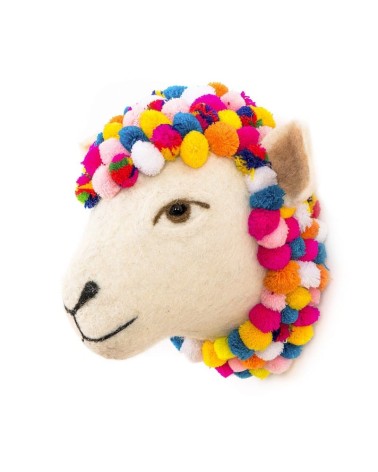 Sheep's Head - Wall decoration - Wool Trophy Sew Heart Felt Baby & Kids Room design switzerland original