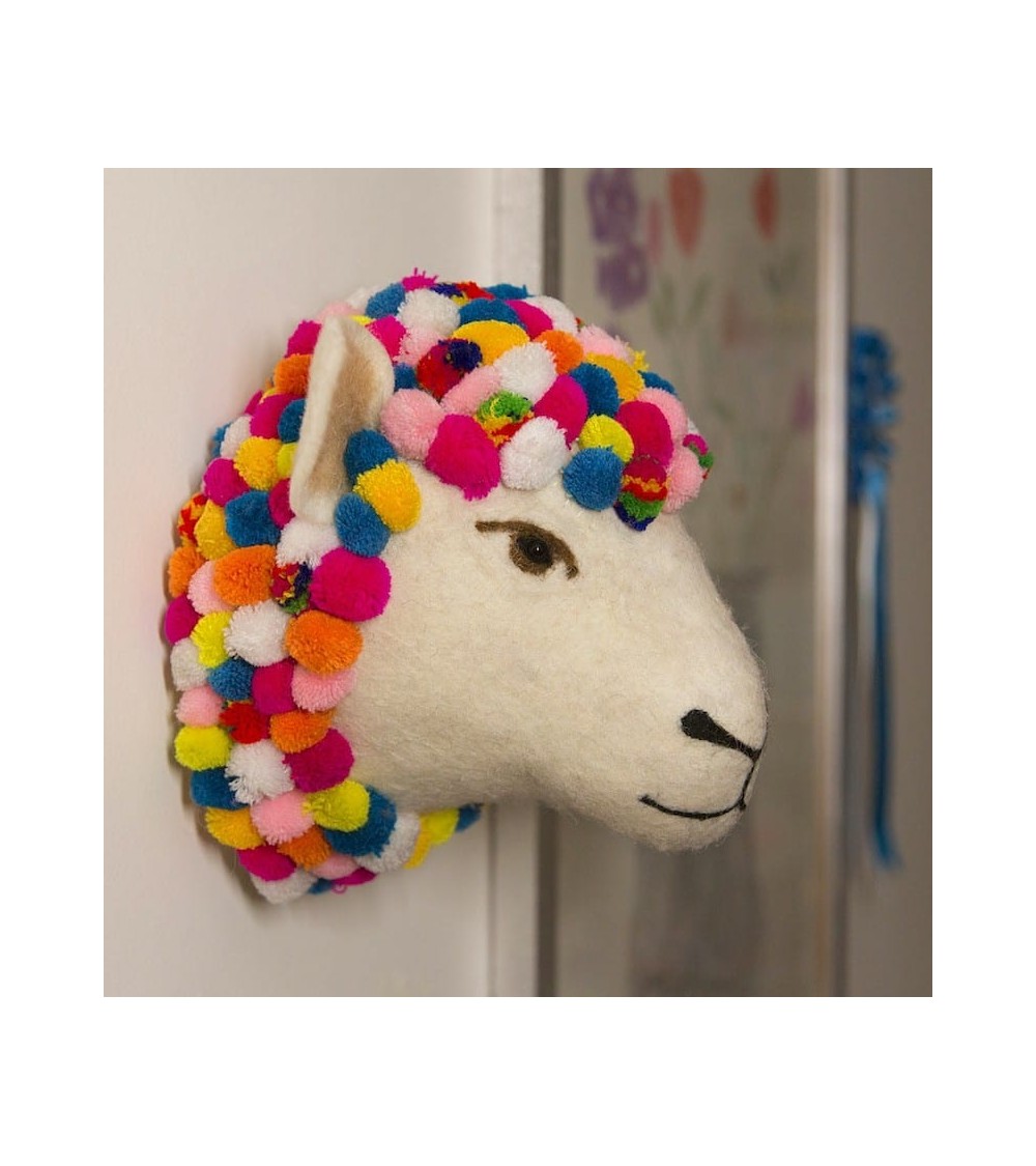Sheep's Head - Wall decoration - Wool Trophy Sew Heart Felt Baby & Kids Room design switzerland original