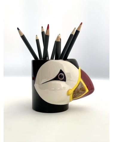 Papageientaucher - Stiftehalter & Blumentopf Quail Ceramics schreibtisch büro kinder besteckbehälter make up pinselhalter