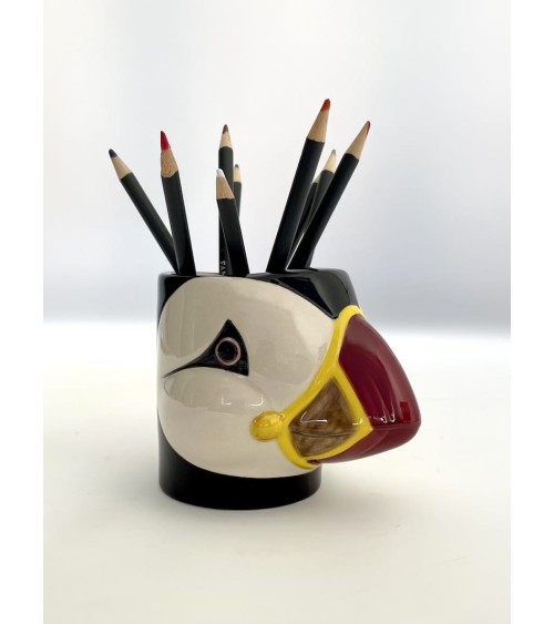 Papageientaucher - Stiftehalter & Blumentopf Quail Ceramics schreibtisch büro kinder besteckbehälter make up pinselhalter