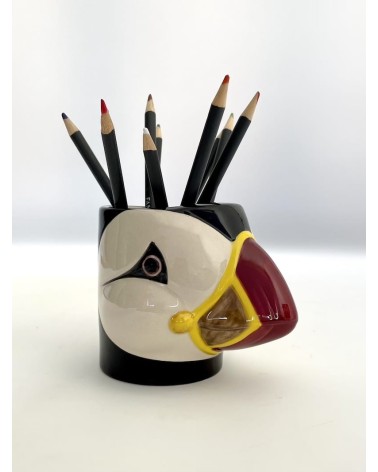 Papageientaucher - Stiftehalter & Blumentopf Quail Ceramics schreibtisch büro kinder besteckbehälter make up pinselhalter