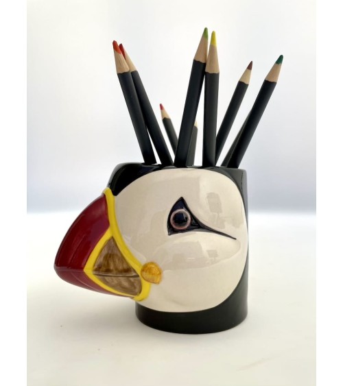 Papageientaucher - Stiftehalter & Blumentopf Quail Ceramics schreibtisch büro kinder besteckbehälter make up pinselhalter