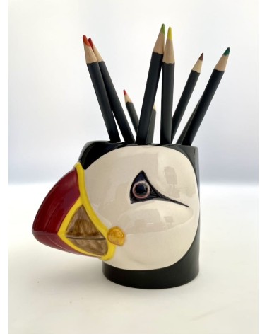 Papageientaucher - Stiftehalter & Blumentopf Quail Ceramics schreibtisch büro kinder besteckbehälter make up pinselhalter