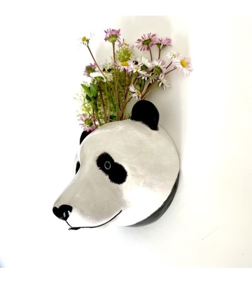 Panda - Petit vase mural Quail Ceramics design fleur décoratif original kitatori suisse