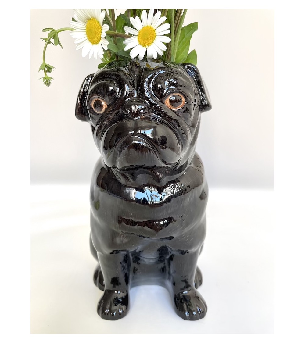 Schwarzer Mops - Blume Vase Quail Ceramics vasen deko blumenvase blume vase design dekoration spezielle schöne kitatori schwe...
