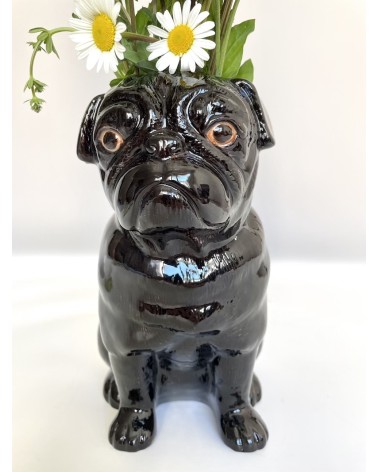 Black Pug - Flower vase Quail Ceramics table flower living room vase kitatori switzerland