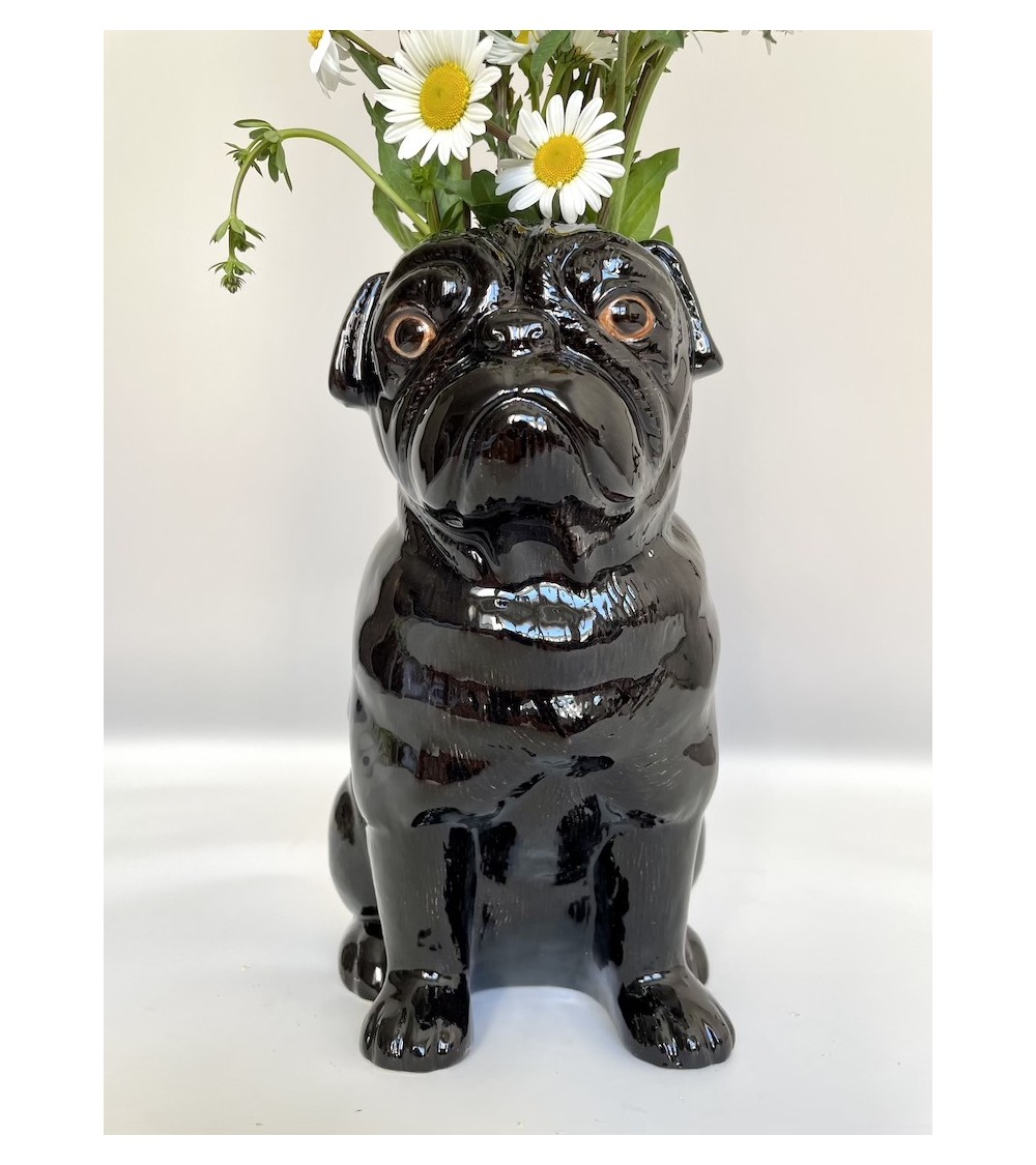 Black Pug - Flower vase Quail Ceramics table flower living room vase kitatori switzerland