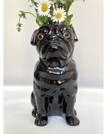 Black Pug - Flower vase Quail Ceramics table flower living room vase kitatori switzerland