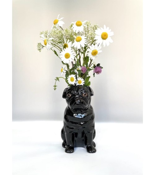 Black Pug - Flower vase Quail Ceramics table flower living room vase kitatori switzerland