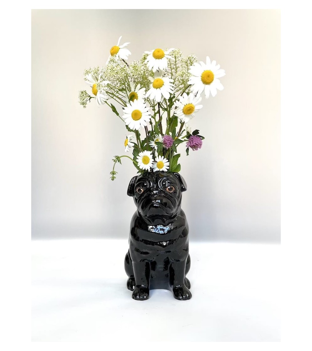 Schwarzer Mops - Blume Vase Quail Ceramics vasen deko blumenvase blume vase design dekoration spezielle schöne kitatori schwe...