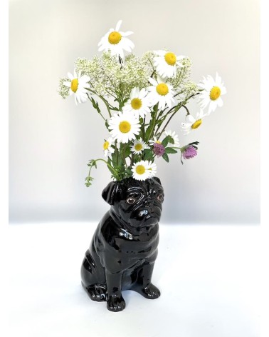 Black Pug - Flower vase Quail Ceramics table flower living room vase kitatori switzerland