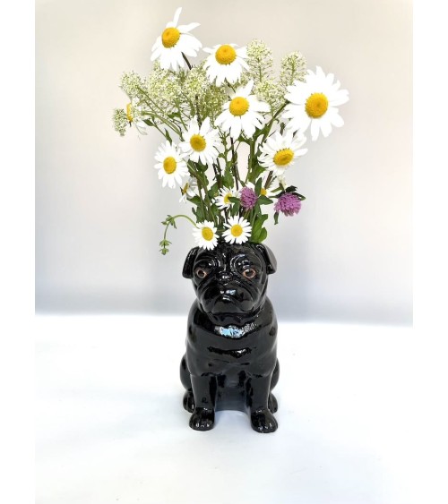 Black Pug - Flower vase Quail Ceramics table flower living room vase kitatori switzerland