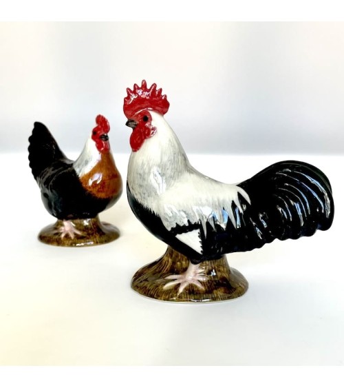 Gallina e gallo di Dorking - Porta sale e pepe Quail Ceramics design da tavola saliera e pepiera